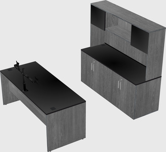 Parallel desk with credenza