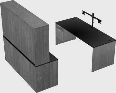 Parallel desk with credenza