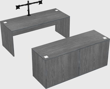 Parallel desk with credenza