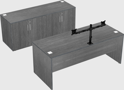 Parallel desk with credenza