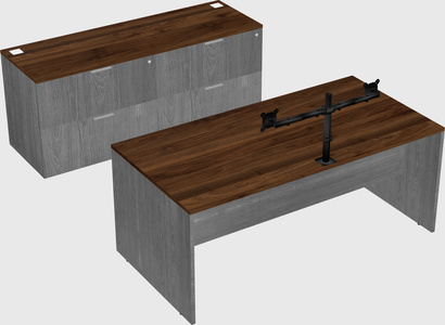 Parallel desk with credenza