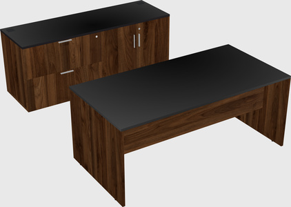 Parallel desk with credenza