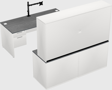 Bureau parallèle avec crédence