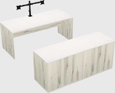 Parallel desk with credenza