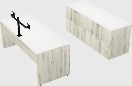 Parallel desk with credenza