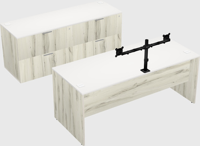 Parallel desk with credenza