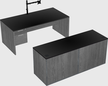 Parallel desk with credenza