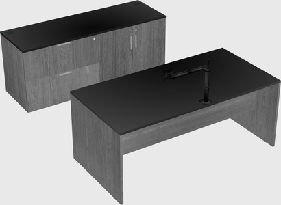 Parallel desk with credenza