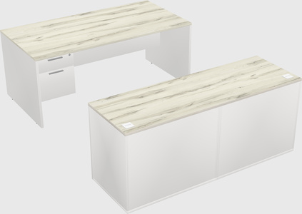 Parallel desk with credenza