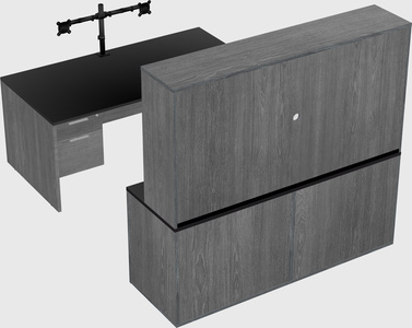 Bureau parallèle avec crédence