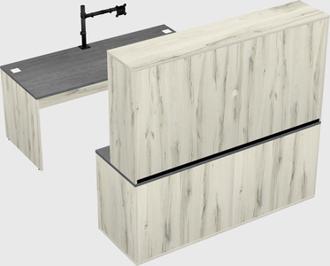Bureau parallèle avec crédence