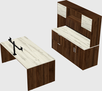 Bureau parallèle avec crédence