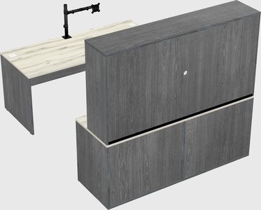 Bureau parallèle avec crédence