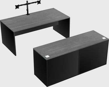 Parallel desk with credenza
