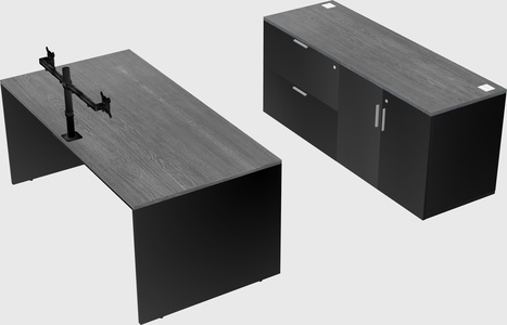 Parallel desk with credenza