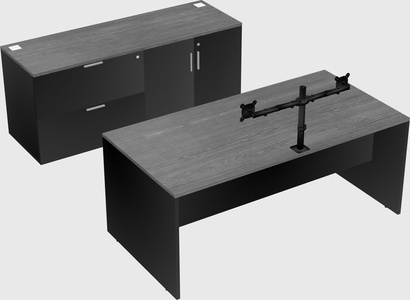 Parallel desk with credenza