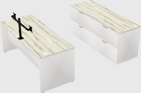 Parallel desk with credenza