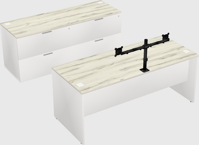 Parallel desk with credenza