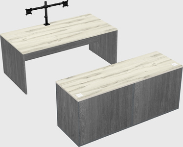 Parallel desk with credenza