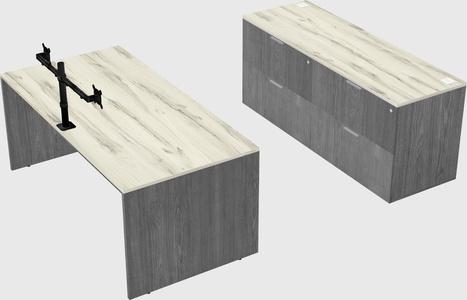 Parallel desk with credenza