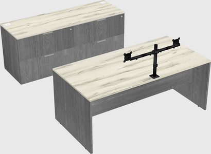 Parallel desk with credenza