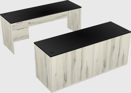 Bureau parallèle avec crédence
