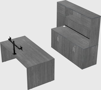 Parallel desk with credenza