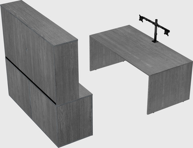 Parallel desk with credenza