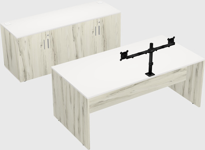 Parallel desk with credenza