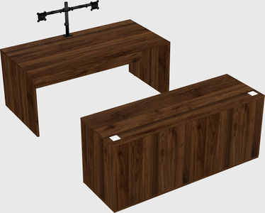 Bureau parallèle avec crédence