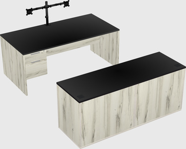 Parallel desk with credenza