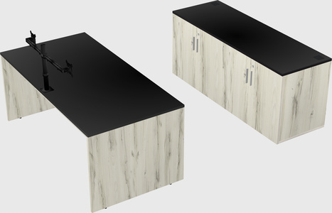 Parallel desk with credenza