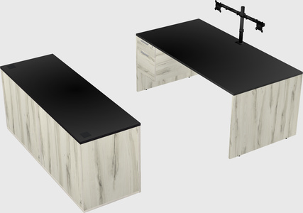 Parallel desk with credenza