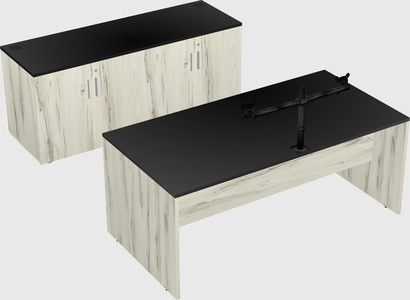 Parallel desk with credenza