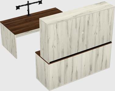 Parallel desk with credenza