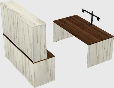 Parallel desk with credenza