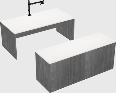 Parallel desk with credenza