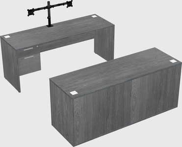 Parallel desk with credenza