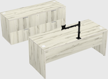 Parallel desk with credenza