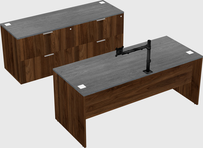 Parallel desk with credenza