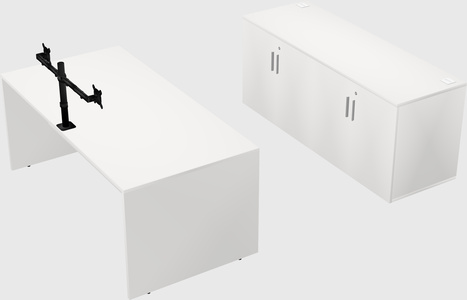 Bureau parallèle avec crédence