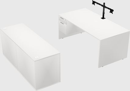 Bureau parallèle avec crédence