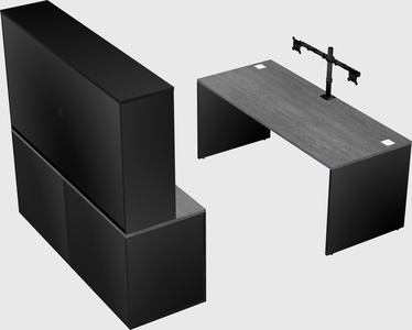 Parallel desk with credenza