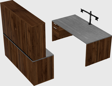 Parallel desk with credenza