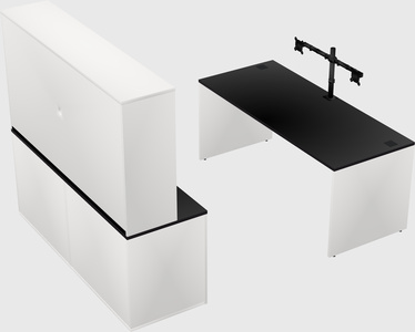 Bureau parallèle avec crédence