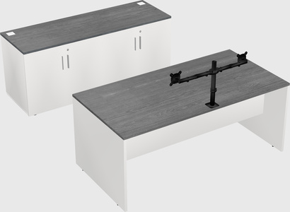 Parallel desk with credenza