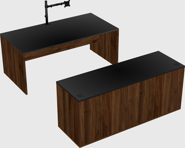 Bureau parallèle avec crédence