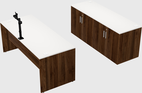 Parallel desk with credenza