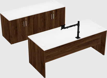 Parallel desk with credenza