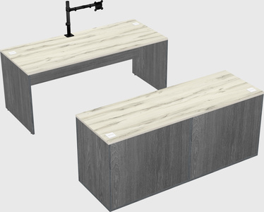 Parallel desk with credenza